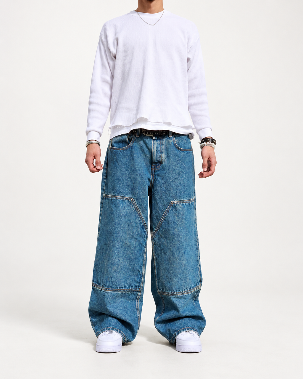 Neo Blue vintage blue double knee baggy jeans - image 2