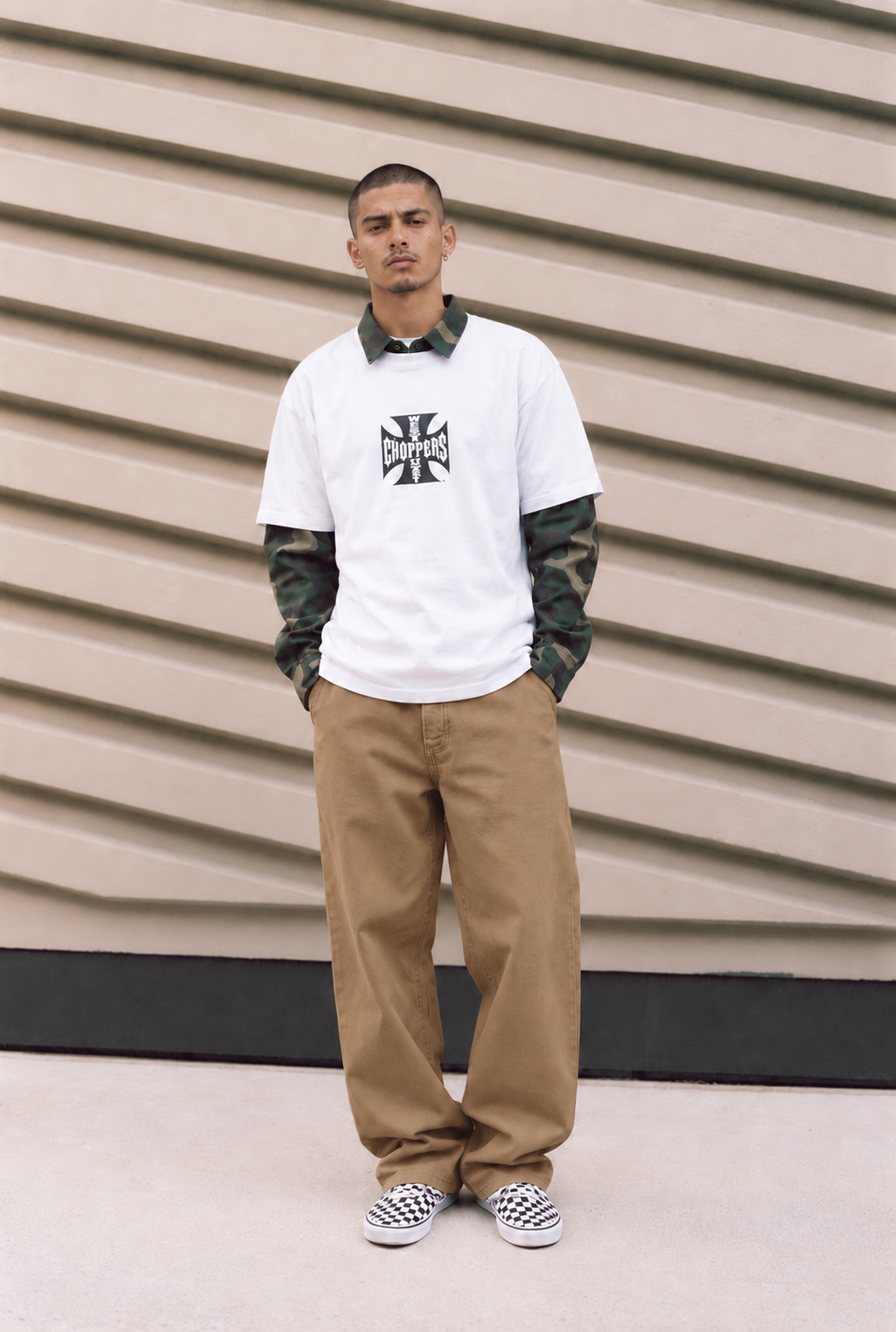 Neo Blue camel baggy chino pants, wide-leg fit - image 1