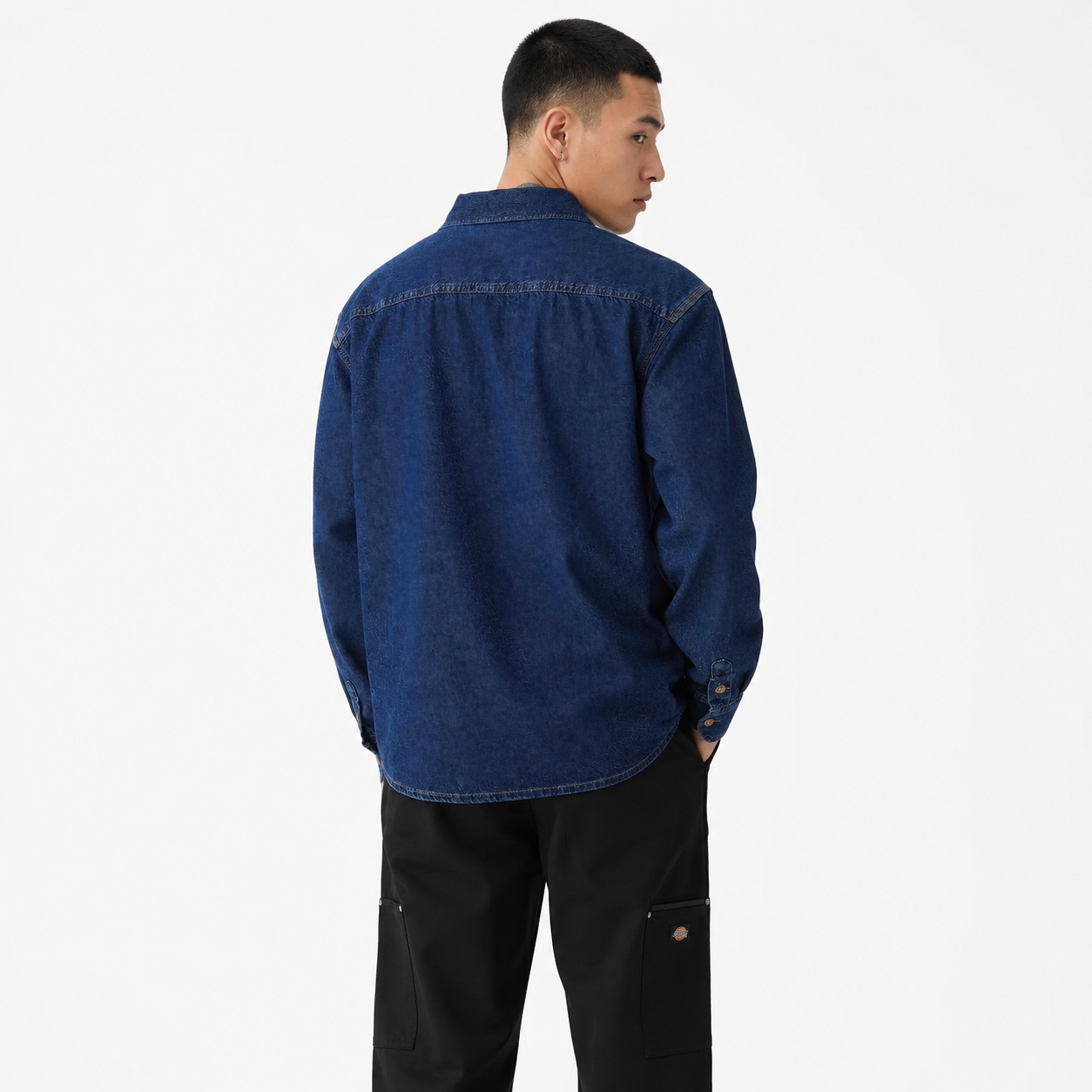 Dickies Men's Lightweight Denim Work Shirt - Long Sleeve Button-Up