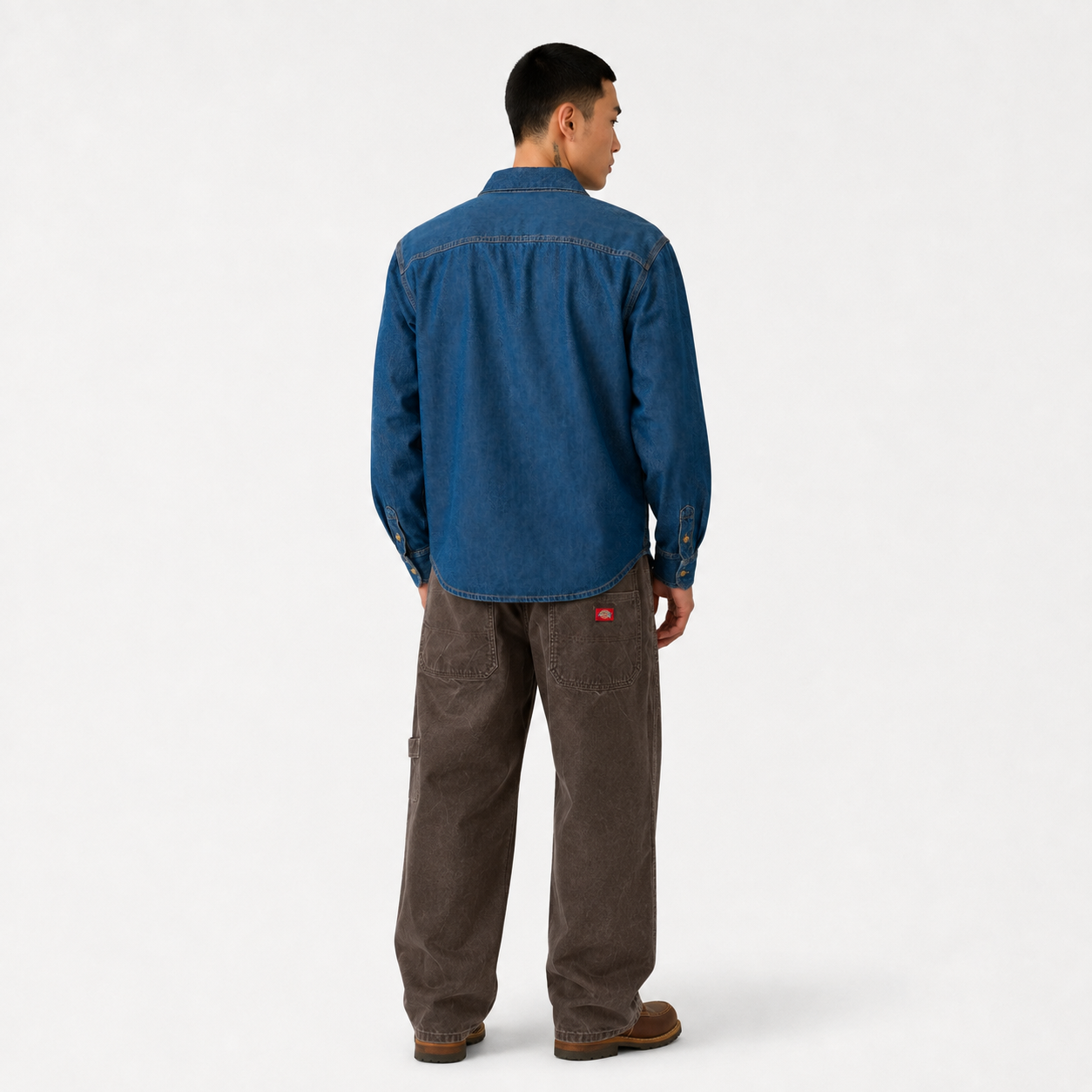 Dickies Men's Lightweight Denim Work Shirt - Long Sleeve Button-Up