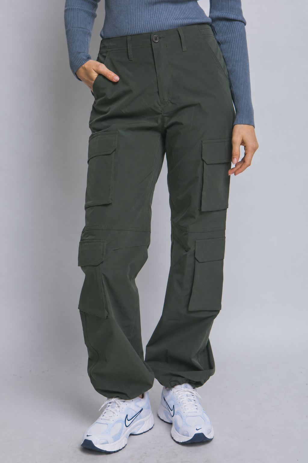 Women's Polyester Cargo Pants with Pockets