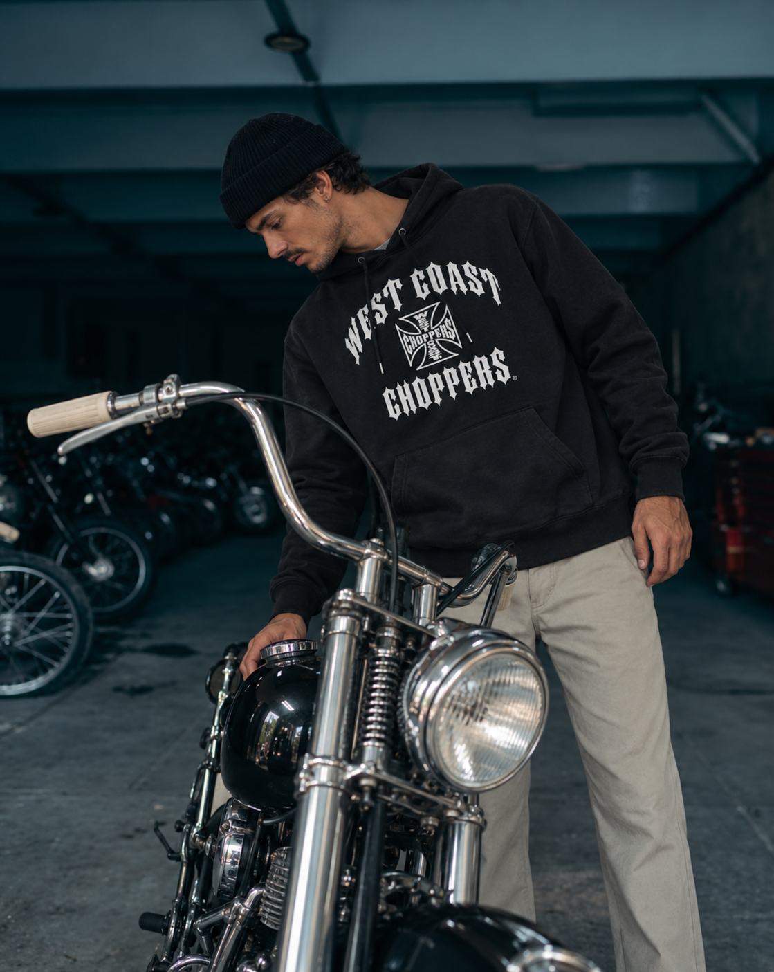 West Coast Choppers black oversized pullover hoodie Iron back graphic
