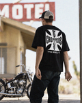 West Coast Choppers OG Classic Black Tee with white Iron Cross logo