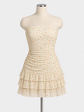 Amelie Strapless Floral Ruched Mini Dress