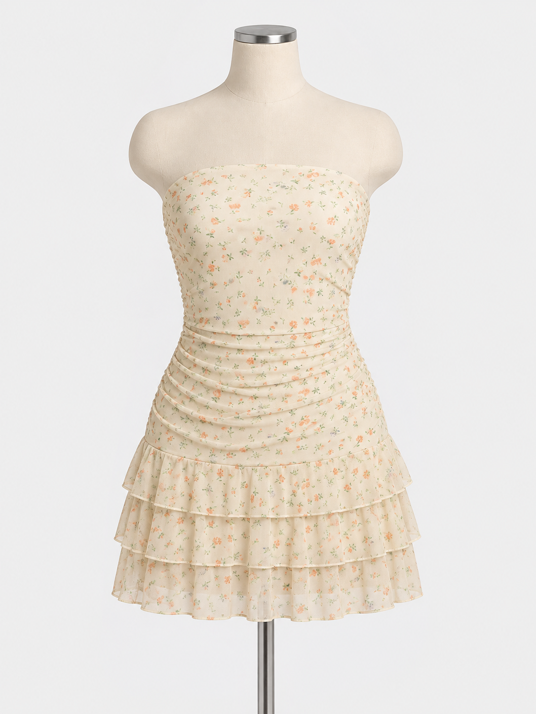 Amelie Strapless Floral Ruched Mini Dress