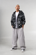 Shaka Paisley Print Windbreaker Jacket, black and white paisley