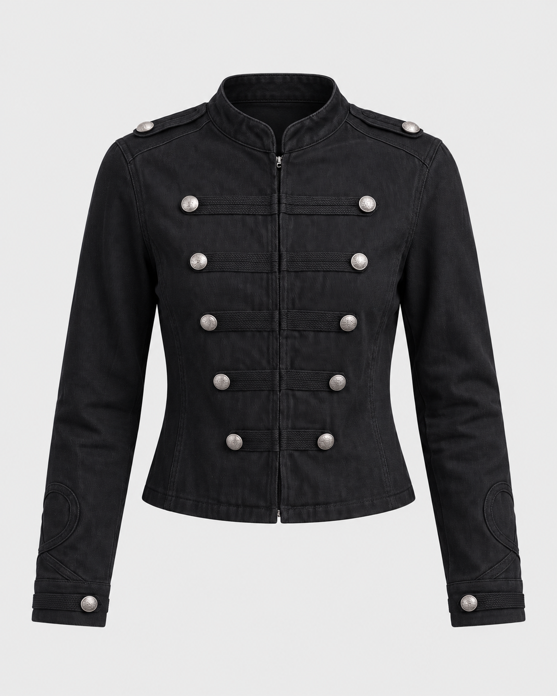 Love Tree women's hussar braided mandarin collar denim top