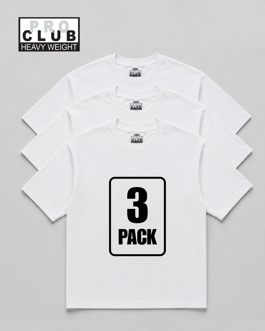 Pro Club Men's Heavyweight T-Shirts 3-Pack – Short Sleeve Crew Neck Cotton Tees