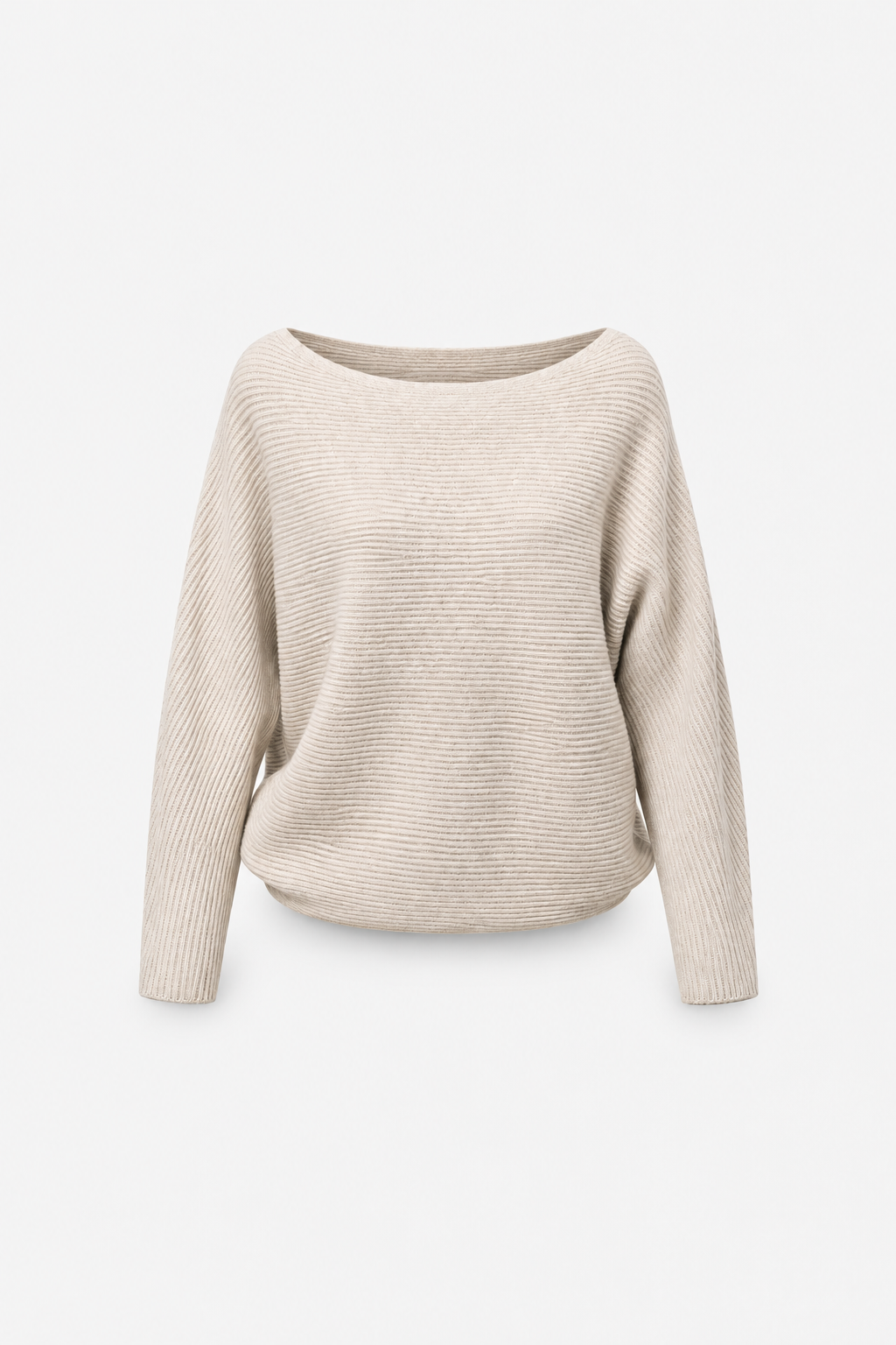 Oversized Boat Neck Dolman Sleeve Ribbed Knit Sweater