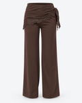 Lace Trim Wrap Tie Wide Leg Pants