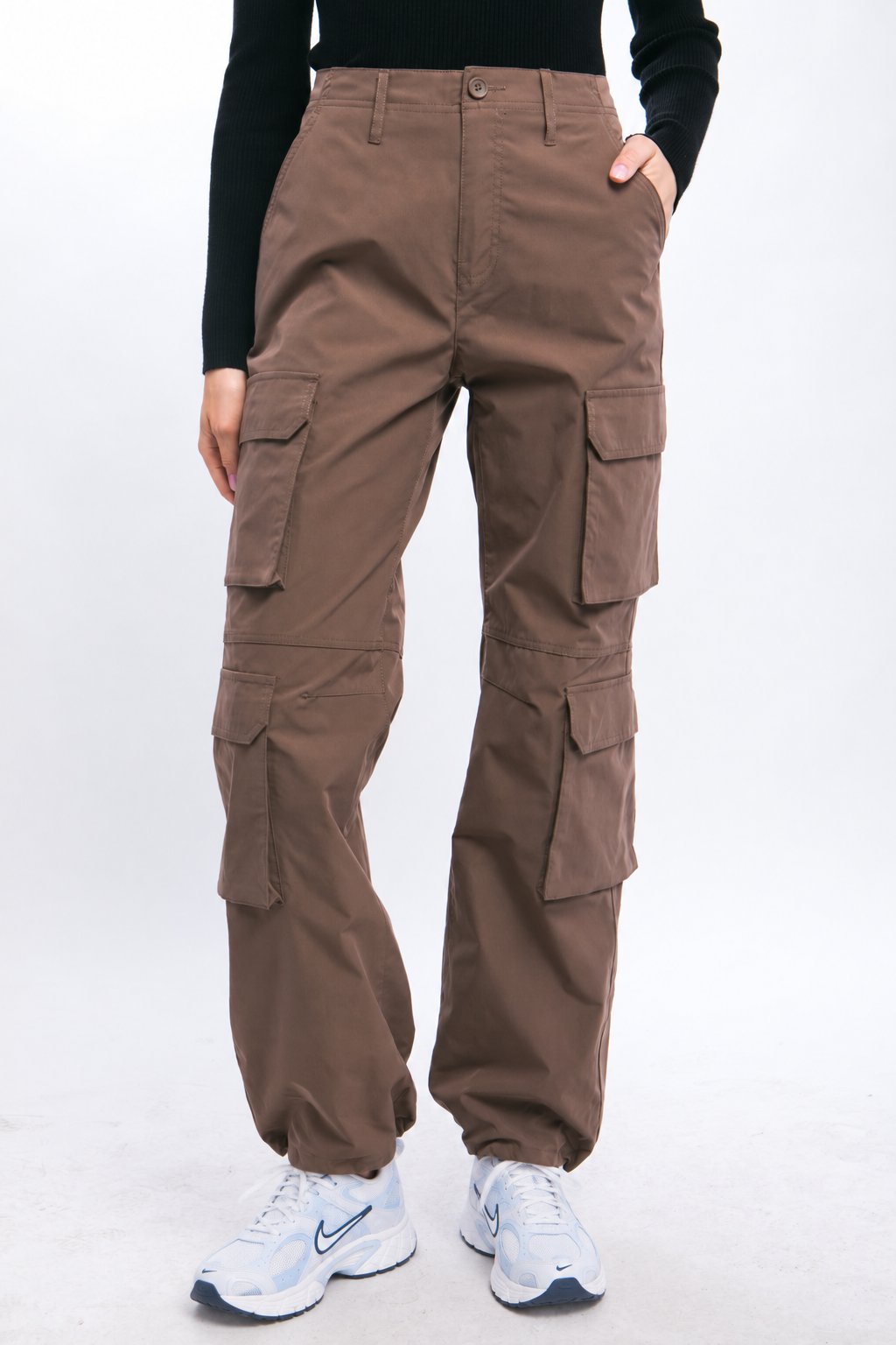 Women's Polyester Cargo Pants with Pockets